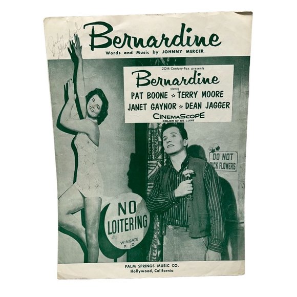 Piano Sheet Music Bernardine 1957 Vintage Johnny Mercer Pat Boone - Picture 1 of 4